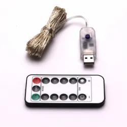 IRIS 8 programos 10m/távirányítós/meleg fehér/100db LED-es/USB-s fénydekoráció  (273-31)