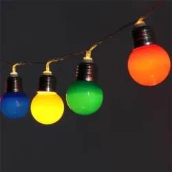 IRIS E27 izzó alakú 3m/IPX3 szabványos/piros, zöld, kék, sárga/20db LED-es/3xAA elemes fénydekoráció  (318-02)