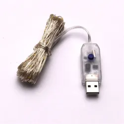 IRIS 8 programos 10m/távirányítós/meleg fehér/100db LED-es/USB-s fénydekoráció  (273-31)