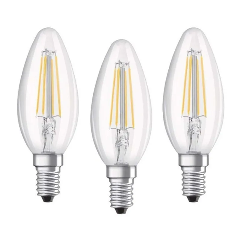Osram Base átlátszó üveg búra/4W/470lm/4000K/E14/dobozos LED gyertya izzó 3 db Osram Base átlátszó üveg búra/4W/470lm/4000K/E14/dobozos LED gyertya izzó 3 db