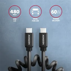 Kábel Axagon BUCM-CM10TB TWISTER USB-C - USB-C KÁBEL 0,6 m, Fekete