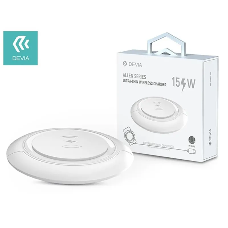 Devia ST346170 Allen Series V3 Ultra 15W univerzális fehér vezeték nélküli töltő állomás Devia ST346170 Allen Series V3 Ultra 15W univerzális fehér vezeték nélküli töltő állomás