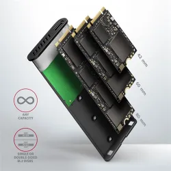 Axagon EEM2-SBC M.2 2280 SATA3 USB3.2 Gen 2×1 C külső ház fekete