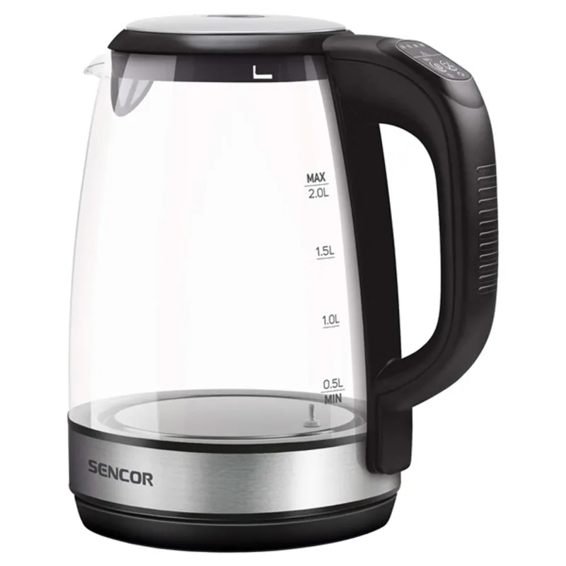 Sencor SWK 2090BK 2L-es inox-fekete üveg vízforraló Sencor SWK 2090BK 2L-es inox-fekete üveg vízforraló
