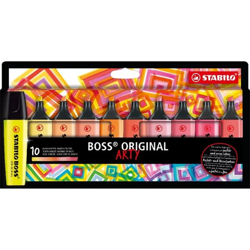 STABILO BOSS ORIGINAL ARTY meleg színek 10 db/csomag szövegkiemelő készlet STABILO BOSS ORIGINAL ARTY meleg színek 10 db/csomag szövegkiemelő készlet
