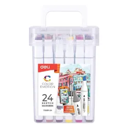 Deli Color Emotion 24 darabos kétvégű alkoholos sketch markerkészlet