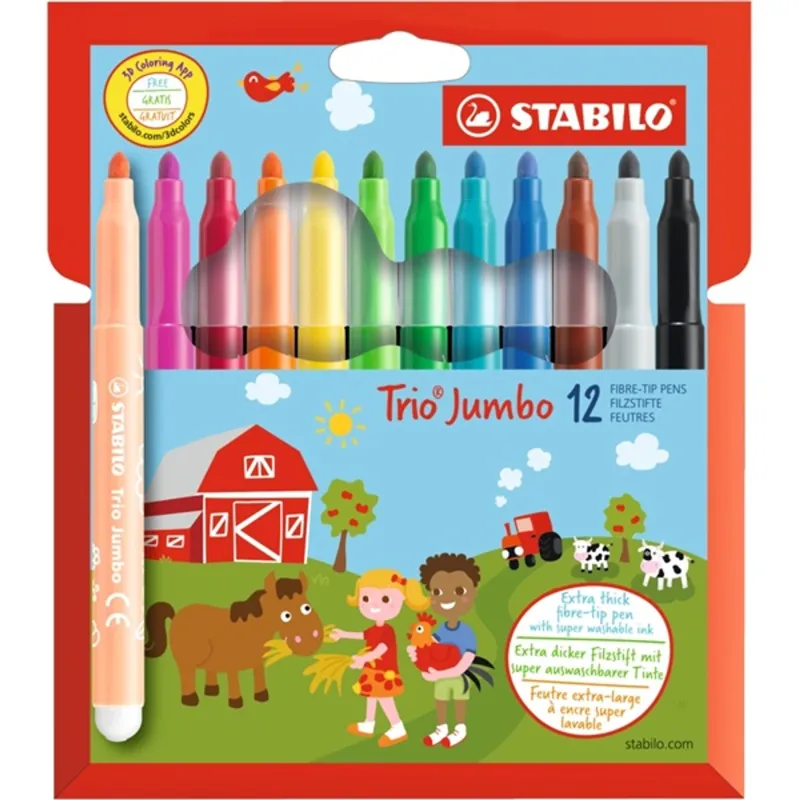 Stabilo Trio Jumbo 12db-os vegyes színű filctoll készlet Stabilo Trio Jumbo 12db-os vegyes színű filctoll készlet