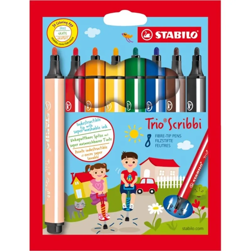 Stabilo Trio Scribbi 8db-os vegyes színű filctoll készlet Stabilo Trio Scribbi 8db-os vegyes színű filctoll készlet