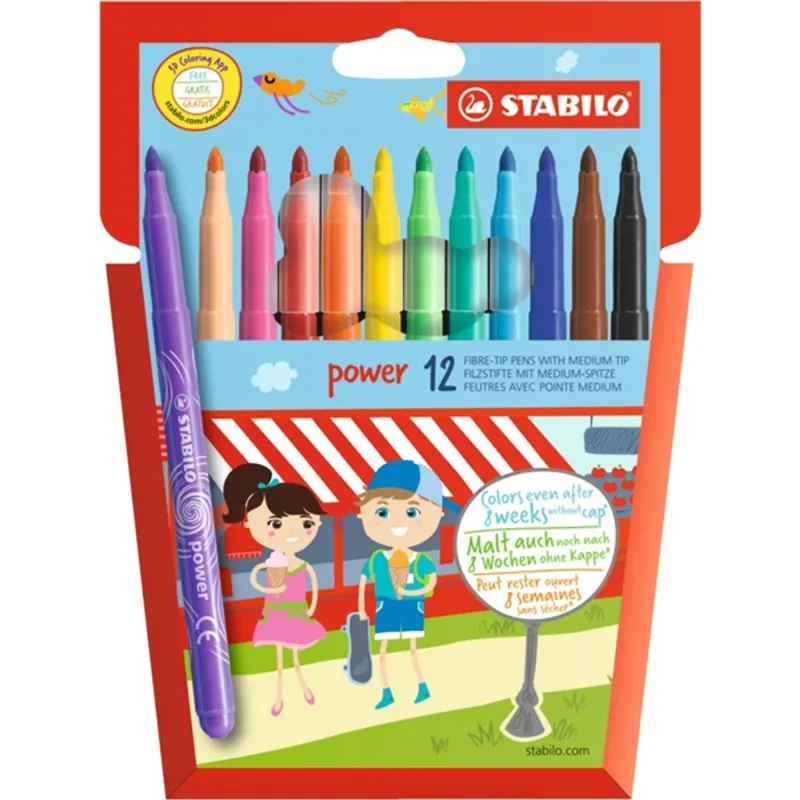 Stabilo POWER 12db-os vegyes színű filctoll készlet Stabilo POWER 12db-os vegyes színű filctoll készlet