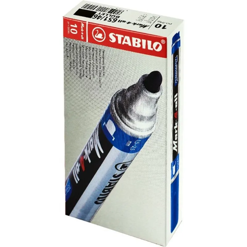 Stabilo Mark-4-All 10db/csomag fekete gömb hegyű alkoholos marker Stabilo Mark-4-All 10db/csomag fekete gömb hegyű alkoholos marker