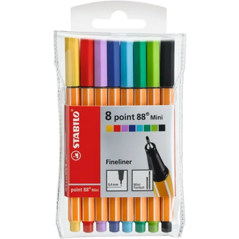 Stabilo Point 88 Mini Wallet 8db-os vegyes színű tűfilc készlet Stabilo Point 88 Mini Wallet 8db-os vegyes színű tűfilc készlet