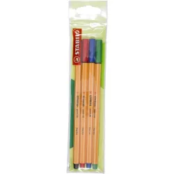 STABILO Tűfilc készlet, 0,4 mm, STABILO "Point 88", 4 különböző szín