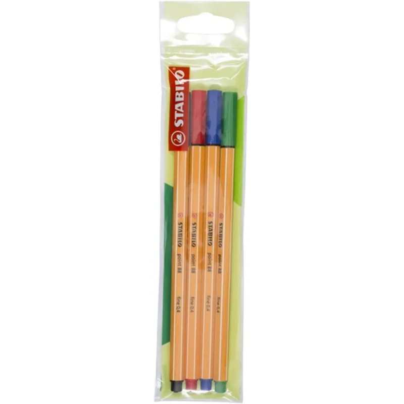 STABILO Tűfilc készlet, 0,4 mm, STABILO "Point 88", 4 különböző szín STABILO Tűfilc készlet, 0,4 mm, STABILO "Point 88", 4 különböző szín
