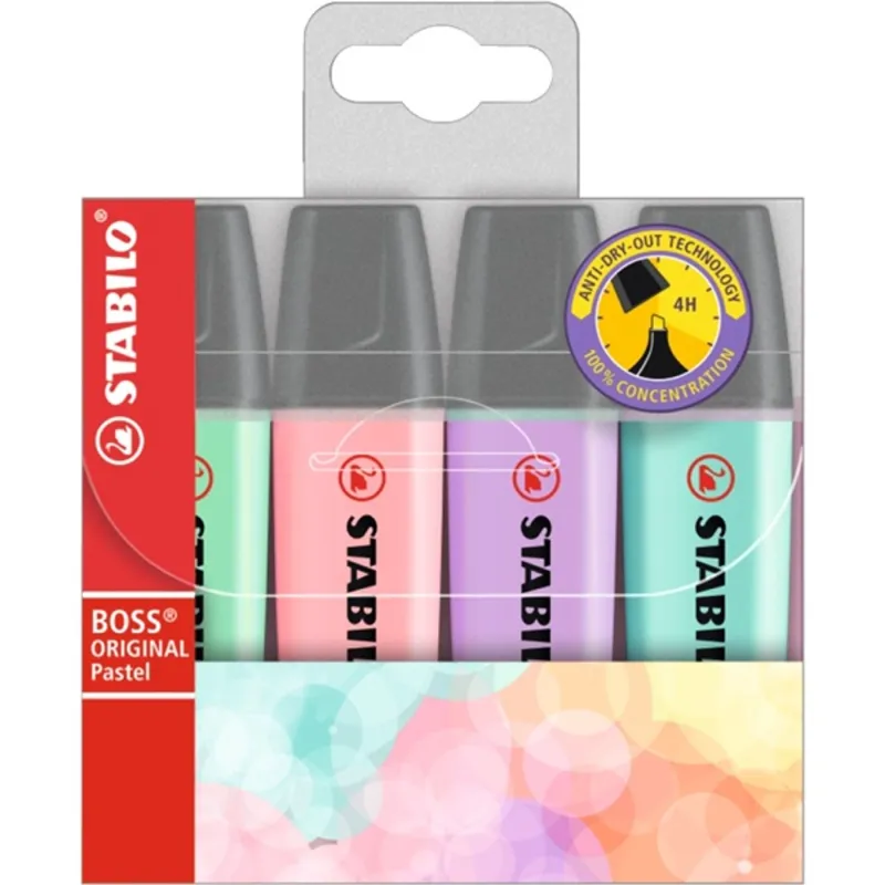 Stabilo BOSS ORIGINAL Pastel 4db-os vegyes színű szövegkiemelő Stabilo BOSS ORIGINAL Pastel 4db-os vegyes színű szövegkiemelő