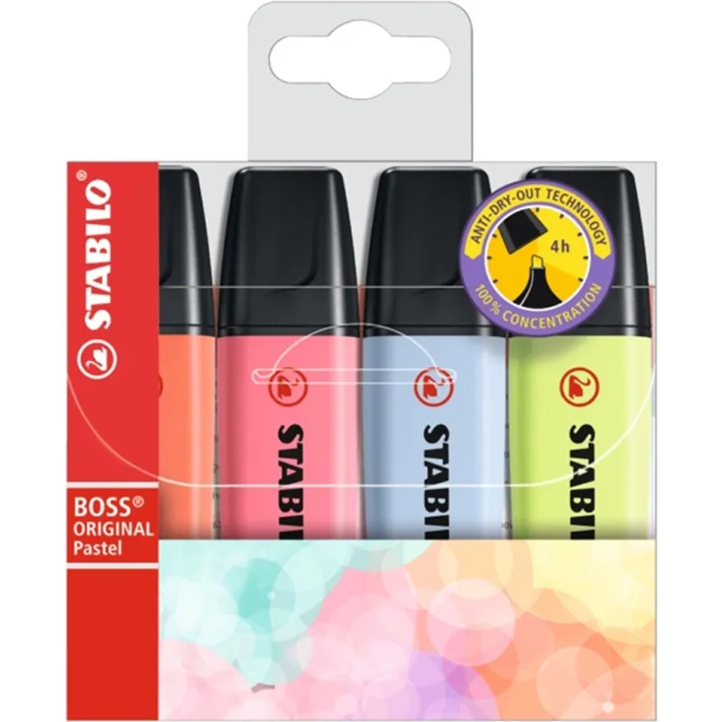 Stabilo BOSS ORIGINAL Pastel V2 4db-os vegyes színű szövegkiemelő Stabilo BOSS ORIGINAL Pastel V2 4db-os vegyes színű szövegkiemelő