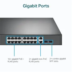 TP-LINK 18-Port Gigabit Rackmount Switch with 16-Port PoE+