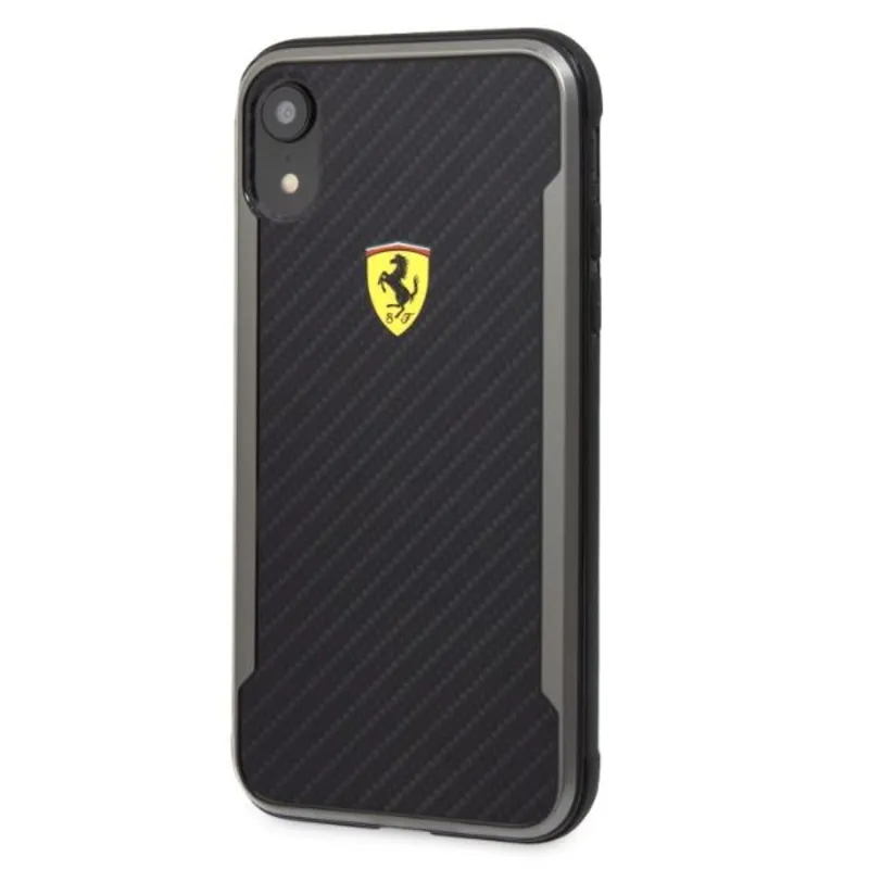 Ferrari SF Racing Shield iPhone XR fekete karbon hatású hátlap Ferrari SF Racing Shield iPhone XR fekete karbon hatású hátlap