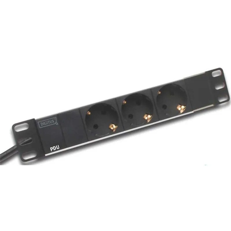 DIGITUS 10" 1U hálózati elosztó 3 schuko aljzattal DIGITUS 10" 1U hálózati elosztó 3 schuko aljzattal