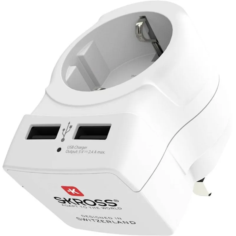 Skross beépített USB töltővel az Egyesült Királyságba utazóknak csatlakozó átalakító Skross beépített USB töltővel az Egyesült Királyságba utazóknak csatlakozó átalakító