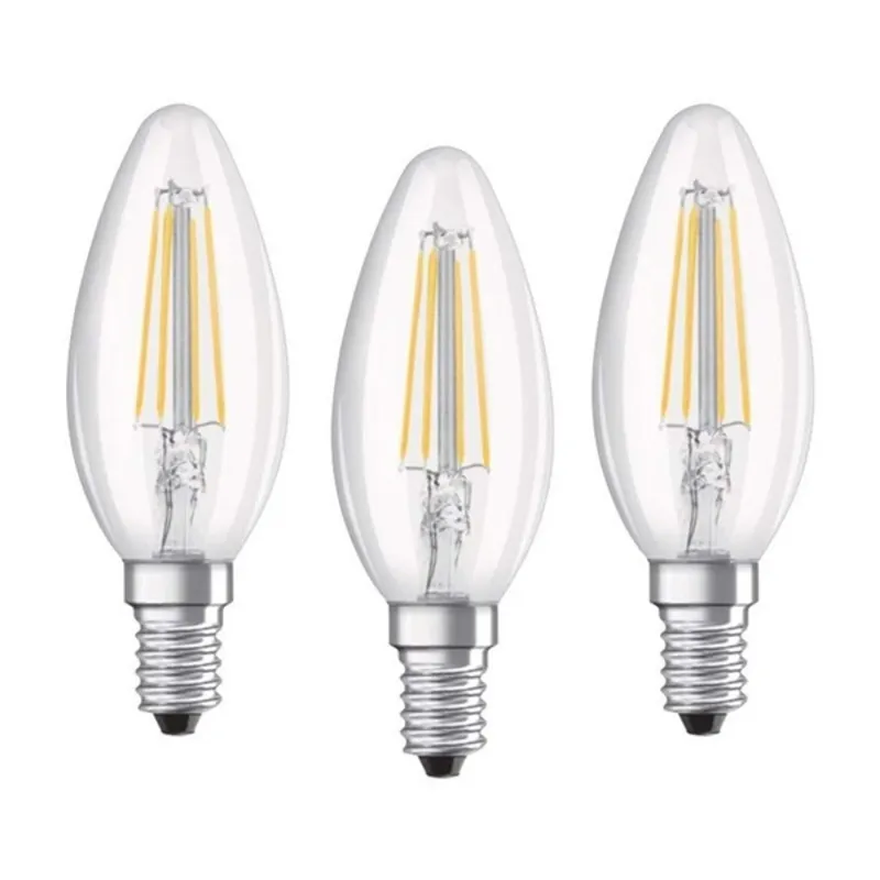 Osram Base átlátszó üveg búra/4W/470lm/2700K/E14/dobozos LED gyertya izzó 3 db Osram Base átlátszó üveg búra/4W/470lm/2700K/E14/dobozos LED gyertya izzó 3 db