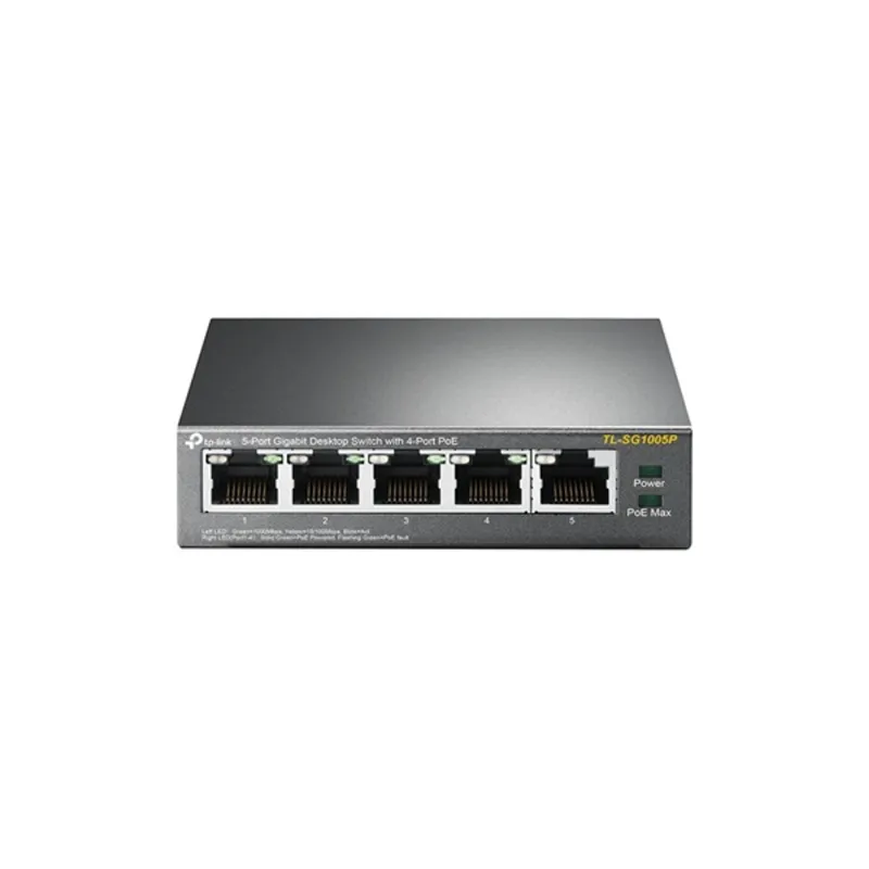 TP-Link TL-SG1005P 5x GbE LAN Switch 4xPoE nem menedzselhető asztali switch TP-Link TL-SG1005P 5x GbE LAN Switch 4xPoE nem menedzselhető asztali switch