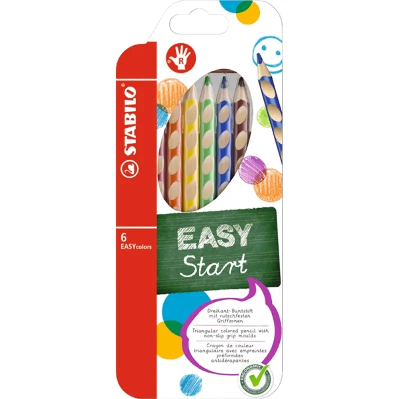 Stabilo Easy jobbkezes 6db-os vegyes színű színes ceruza Stabilo Easy jobbkezes 6db-os vegyes színű színes ceruza