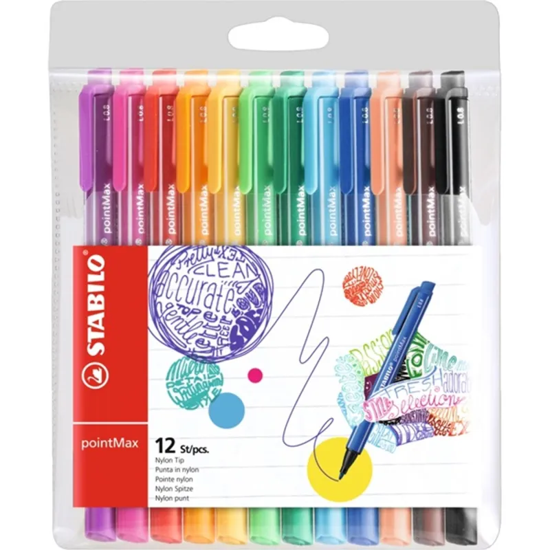 Stabilo PointMAX 12db-os vegyes színű filctoll készlet Stabilo PointMAX 12db-os vegyes színű filctoll készlet