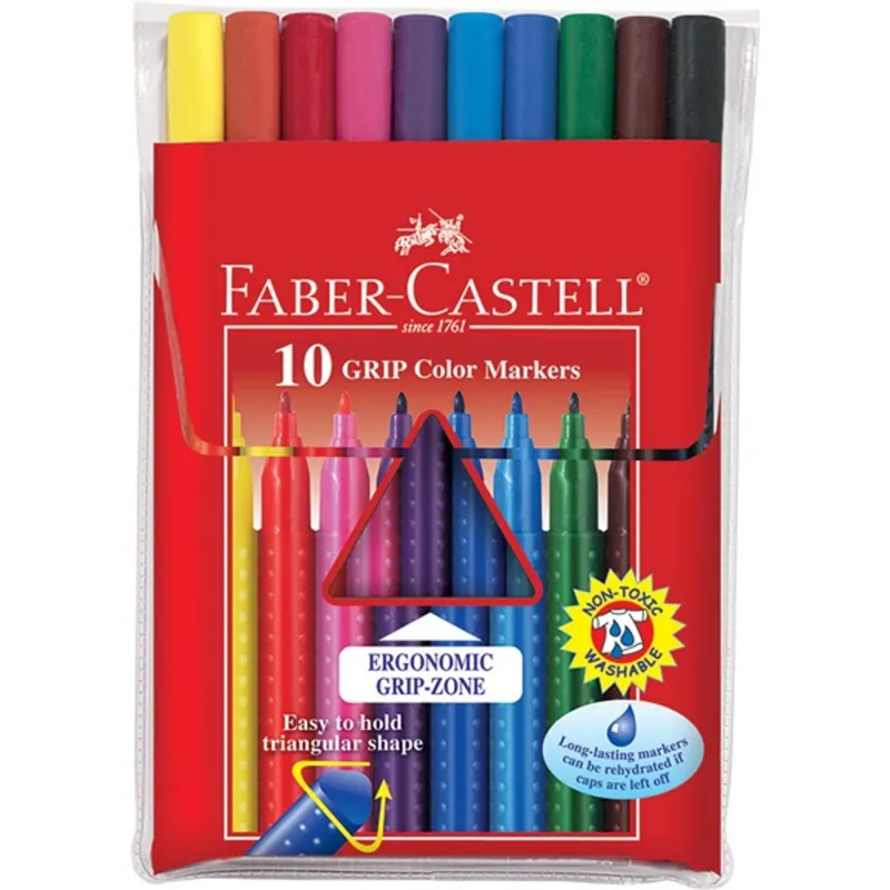 Faber-Castell Grip 10db-os vegyes színű filctoll készlet Faber-Castell Grip 10db-os vegyes színű filctoll készlet