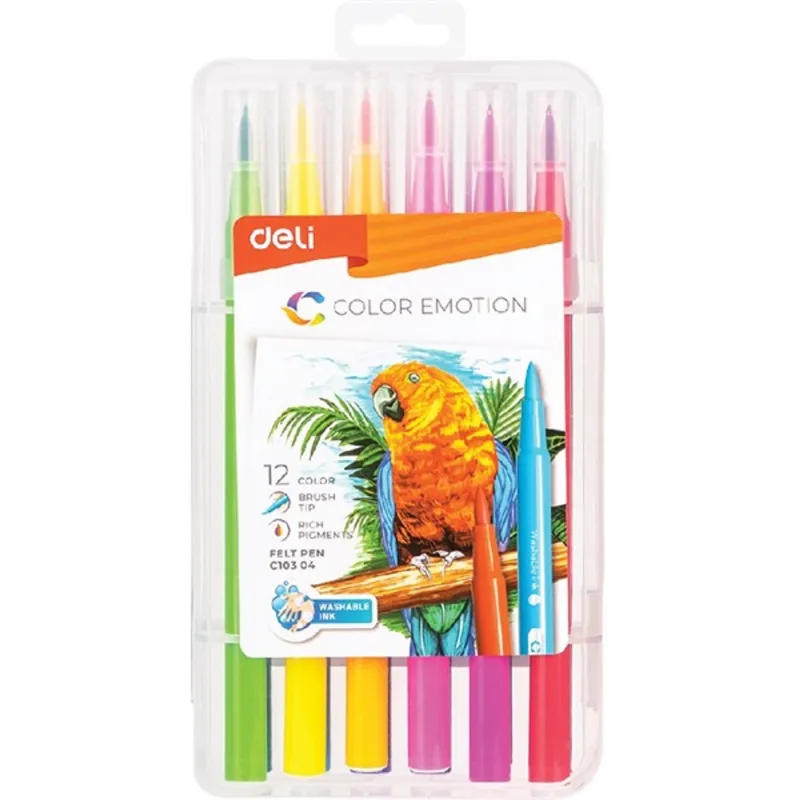 Deli Color Emotion 12db-os vegyes színű ecsetfilc készlet Deli Color Emotion 12db-os vegyes színű ecsetfilc készlet