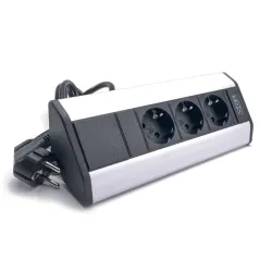 TOO PPS-314-3S IP20, 3x 2P+F, ezüst asztalra rögzíthető elosztó