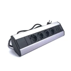 TOO PPS-317-4S IP20, 4x 2P+F, 2x USB-A, ezüst asztalra rögzíthető elosztó