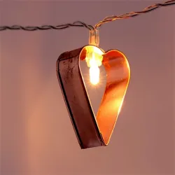 IRIS Szív alakú fém/4m/meleg fehér/20db LED-es/USB-s fénydekoráció  (240-09)