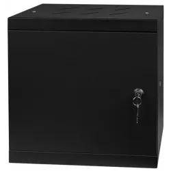 Stalflex RC10-6U-300MB 10" 6U 300 mm mély lapraszerelt fekete fém ajtós fali rack szekrény
