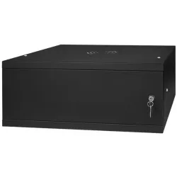 Stalflex RC19-4U-350MB 19" 4U 350 mm mély lapraszerelt fekete fém ajtós fali rack szekrény