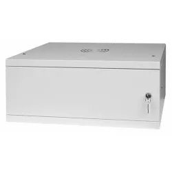 Stalflex RC19-4U-350MG 19" 4U 350 mm mély lapraszerelt szürke fém ajtós fali rack szekrény