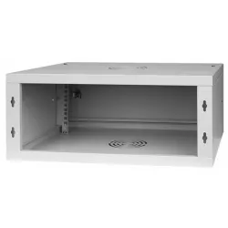 Stalflex RC19-4U-350MG 19" 4U 350 mm mély lapraszerelt szürke fém ajtós fali rack szekrény