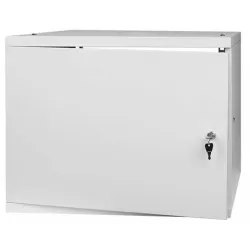 Stalflex RC19-9U-450MG 19" 9U 450 mm mély lapraszerelt szürke fém ajtós fali rack szekrény