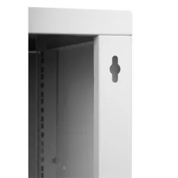 Stalflex RC19-9U-450MG 19" 9U 450 mm mély lapraszerelt szürke fém ajtós fali rack szekrény