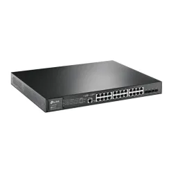 TP-Link JetStream Switch 24x1000Mbps, 24xPOE+ + 4x1Gigabit SFP+ plusz  2 konzol port, menedzselhető (TL-SG3428MP)