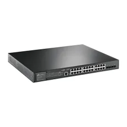 TP-LINK Switch 24x1000Mbps (24xPOE+) + 4x10G SFP+ + 2xkonzol port, Menedzselhető, TL-SG3428XMP