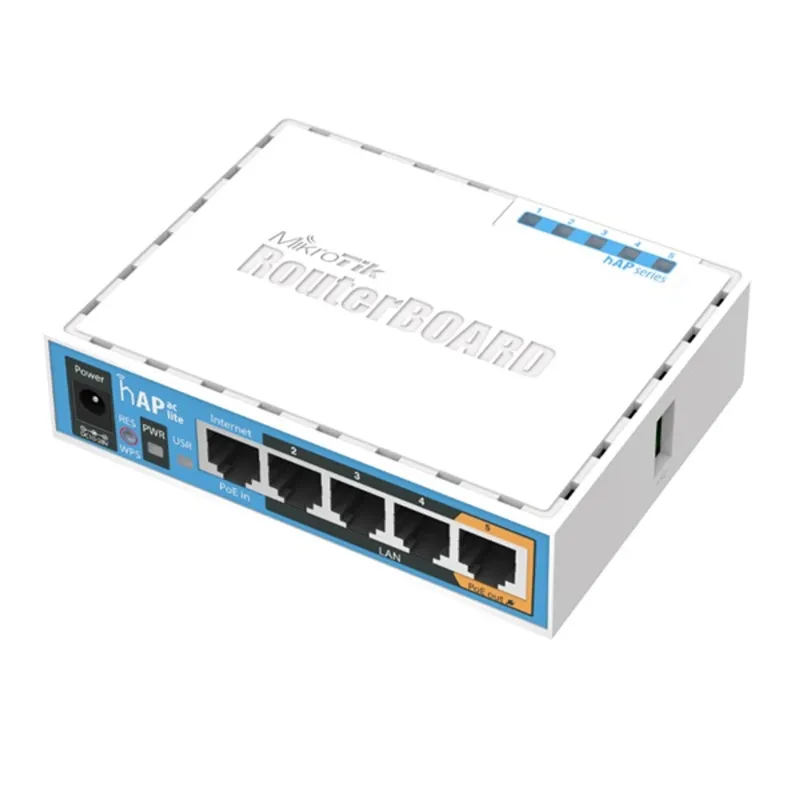 MikroTik hAP ac lite 5x10/100 Mbps LAN, 2,4Ghz 802.11n/ac dual-band wifi, USB porttal MikroTik hAP ac lite 5x10/100 Mbps LAN, 2,4Ghz 802.11n/ac dual-band wifi, USB porttal