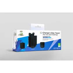 FroggieX Charge & Disc Tower PS4 játék tartó és dupla töltő állvány fekete (FX-P4-C1-B)