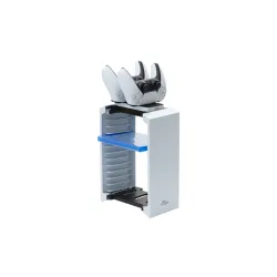 FroggieX Charge & Store PS5 játék tartó és dupla töltő állvány fehér (FX-P5-C2-W)