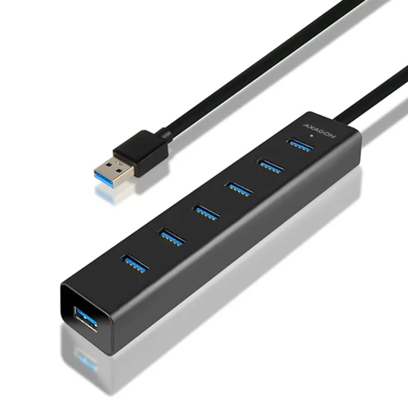 HUB Axagon HUE-SA7BP 7 portos USB 3.0 gyorstöltéssel fekete aktív HUB Axagon HUE-SA7BP 7 portos USB 3.0 gyorstöltéssel fekete aktív