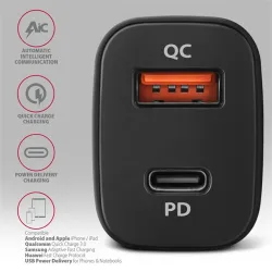 Axagon PWC-PQ38 38W univerzális autós töltő adapter fekete (PD/QC3.0)