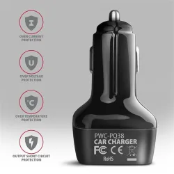 Axagon PWC-PQ38 38W univerzális autós töltő adapter fekete (PD/QC3.0)