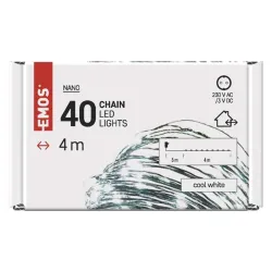 EMOS LED karácsonyi nano fényfüzér 4m IP44 időzítős zöld kábel hidegfehér (D3AC03)