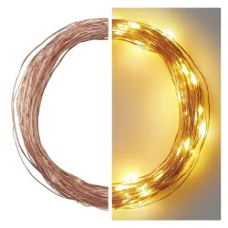 EMOS LED karácsonyi nano fényfüzér 10m IP44 időzítős réz kábel melegfehér (D3AW02)
