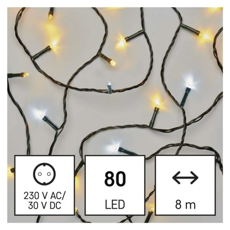 EMOS LED karácsonyi fényfüzér 8m IP44 időzítős meleg/hidegfehér (D4AN04) EMOS LED karácsonyi fényfüzér 8m IP44 időzítős meleg/hidegfehér (D4AN04)