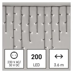 EMOS LED karácsonyi jégcsapok 3.6m IP44 programokkal hidegfehér (D4CC01)